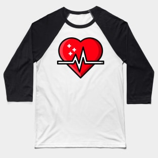 Heart Beat Red, White And Black Baseball T-Shirt